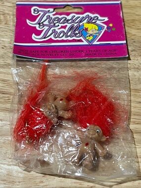 1991 Ace Novelty Treasure Trolls red hair troll doll earrings z16